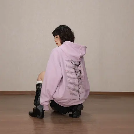 YEP字母印花连帽卫衣女春秋2025年新款美式长袖帽衫宽松复古上衣商品大图