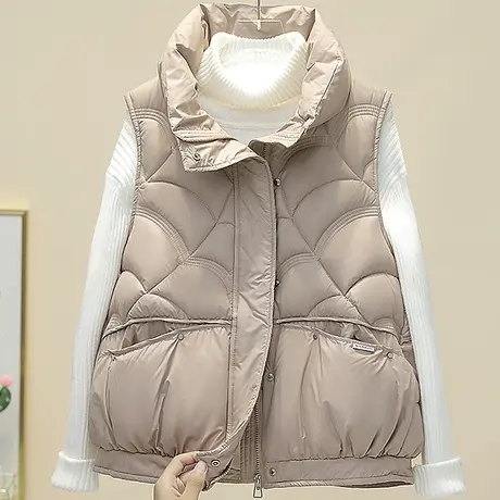 羽绒棉马甲女短款2023新款秋冬韩版修身加厚保暖背心坎肩马夹外套图片