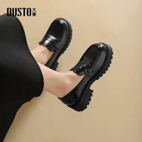 大东dd厚底乐福鞋女2025新款秋季黑色单鞋英伦风小皮鞋玛丽珍女鞋图片