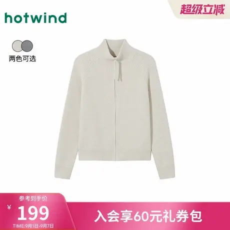 热风2025年冬季新款女士翻领针织开衫商品大图