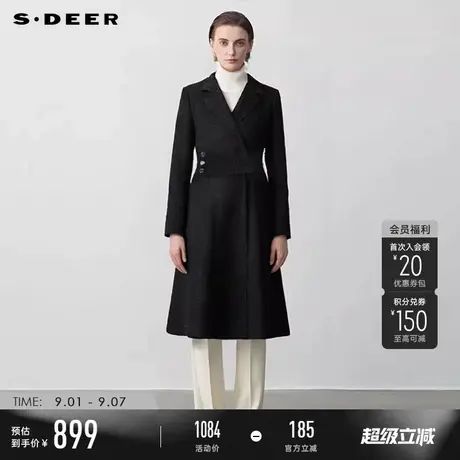 sdeer圣迪奥冬季女装时尚西装领收腰大衣式羽绒服S244Z2407图片