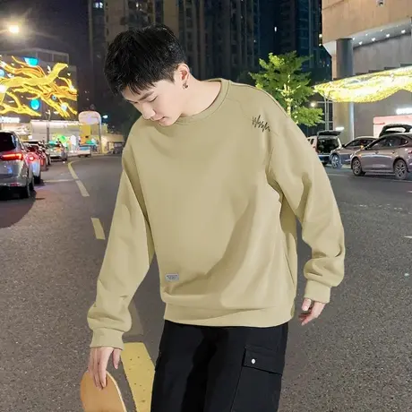 唐狮秋冬新款男生卫衣圆领复古美式潮牌宽松男装长袖青少年TD图片