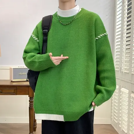 毛衣男冬季潮牌潮流针织衫男宽松高级感慵懒毛衫冬天宽松保暖线衣商品大图