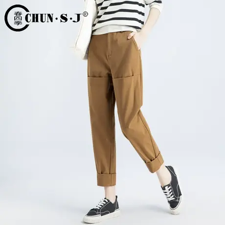 工装休闲裤女春秋2023新款设计感小众裤子女小个子宽松萝卜哈伦裤图片