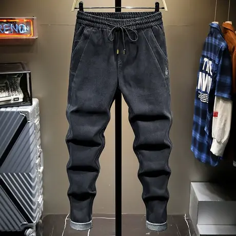 春秋款牛仔裤男潮牌宽松百搭ins韩版潮流裤子男哈伦裤宽松直筒裤图片