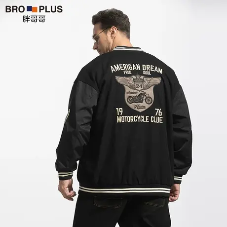 胖哥哥大码男装夹克外套男加肥加大潮流时尚宽松胖子棒球服春季款商品大图