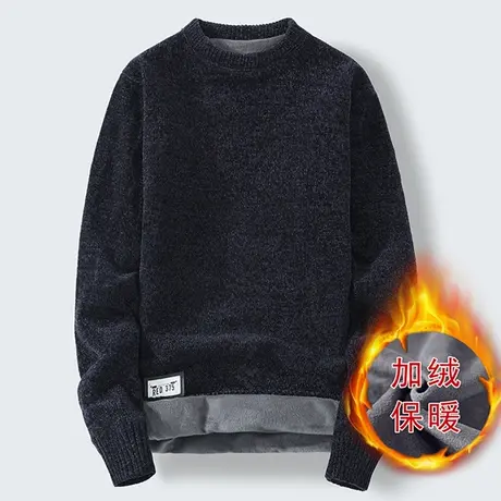 冬季加绒加厚卫衣男丅潮流ins宽松上衣服青少年初高中学生长袖T恤商品大图