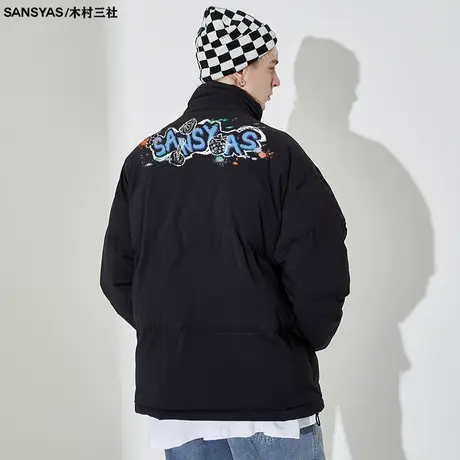 木村三社SANSYAS 美式街头潮牌棉衣加绒加厚外套男小众长袖上衣图片