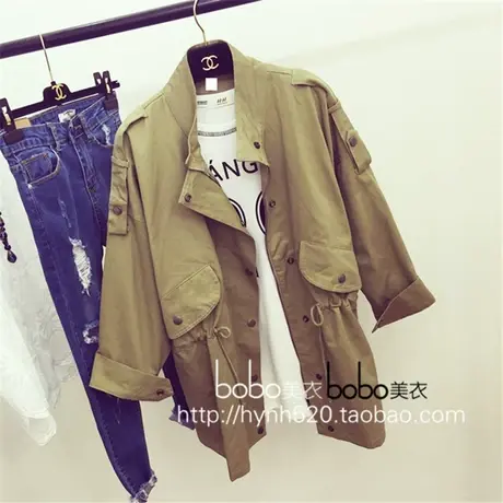 风衣女中长款小矮个子2021年秋季新款韩版宽松工装外套气质大衣潮商品大图