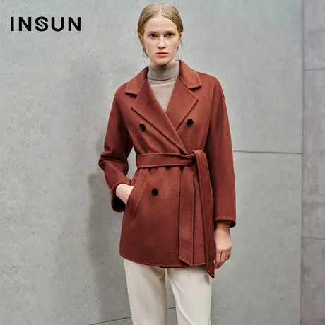 INSUN恩裳线上专选冬季桑蚕丝羊毛混纺羊绒大衣图片