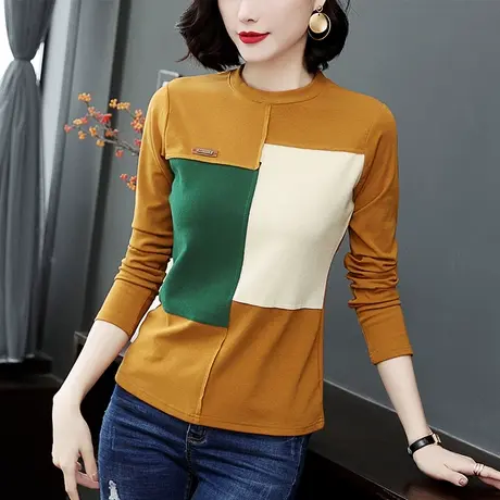 长袖t恤女春秋冬新款20223年洋气打底衫内搭上衣减龄漂亮小衫修身商品大图