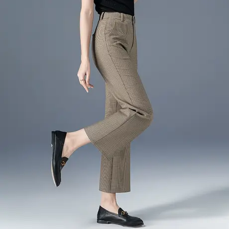 高腰西装微喇裤女2024新款春夏女裤小个子九分裤窄版直筒裤喇叭裤商品大图