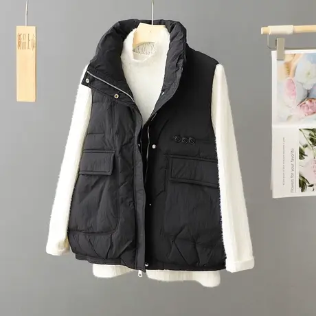 2023秋冬新款女士羽绒马甲女款加厚背心韩版大口袋坎肩bf马夹外套商品大图