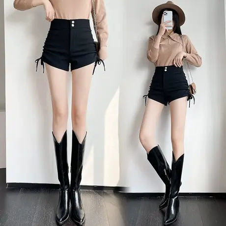 2025新款夏季外穿弹力短裤女高腰黑色显瘦百搭A字西装外穿热裤潮图片