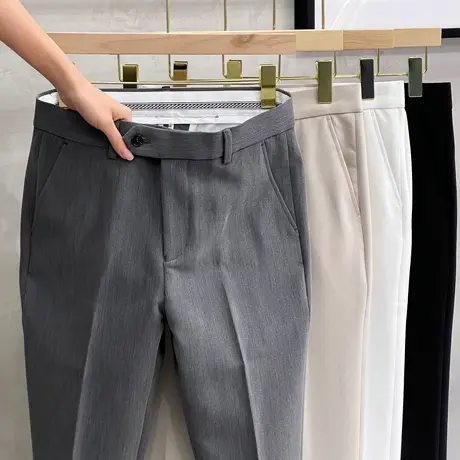 丝光肌理春季新款免烫修身休闲裤子商务休闲西装裤男士直筒裤小脚商品大图