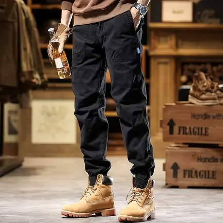 男士百搭工装裤透气复古潮流裤子男款多口袋束脚宽松工装裤男商品大图
