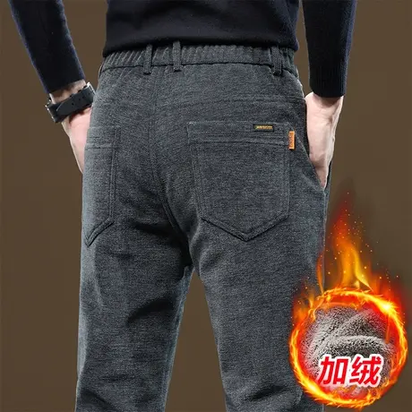 秋冬款加绒加厚防风保暖西裤冬季2024年新款男装带绒修身休闲裤子商品大图