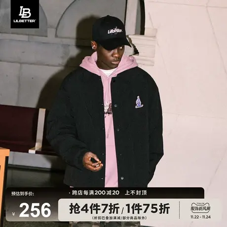 Lilbetter棉服男复古绗缝外套运动冬装潮牌棉袄美式翻领夹克棉衣商品大图