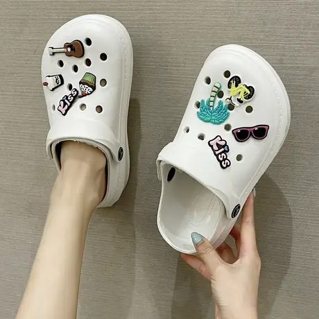 洞洞鞋女夏季外穿ins潮2023年新款防滑厚底包头拖鞋沙滩凉鞋女夏商品大图