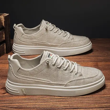 帆布男鞋夏季潮流薄款休闲透气亚麻布鞋男士轻便学生百搭平板潮鞋商品大图
