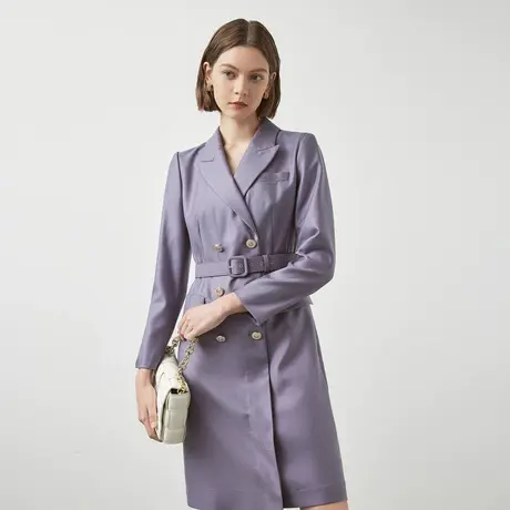 LANCY/朗姿羊绒冬季新款西装收腰连衣裙女羊毛女士高端裙子奥莱图片