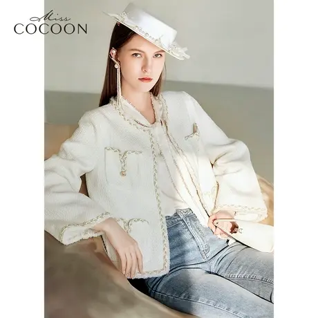 miss COCOON小香风外套女2023新款春季季上衣宽松名媛气质短外套商品大图