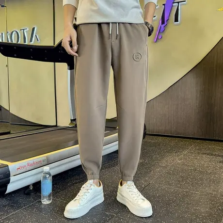 加绒卫裤男冬季2023轻熟宽松束脚哈伦运动裤潮牌加厚冬款休闲男裤商品大图