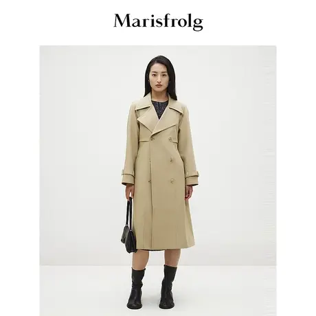 【商场同款】玛丝菲尔2024春季新款卡其色中长款修身风衣外套女商品大图