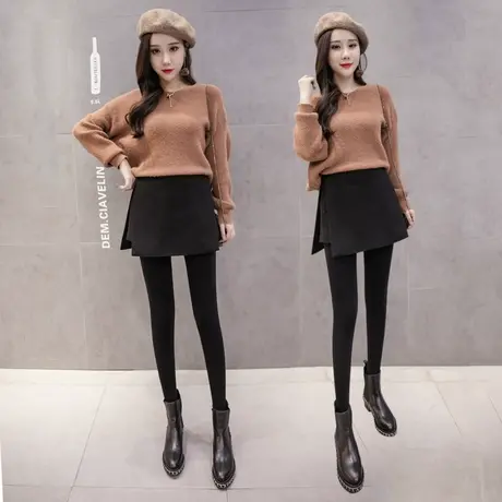 短裤女秋冬2023年新款韩版毛呢短裤假两件裤裙打底外穿靴裤阔腿裤图片