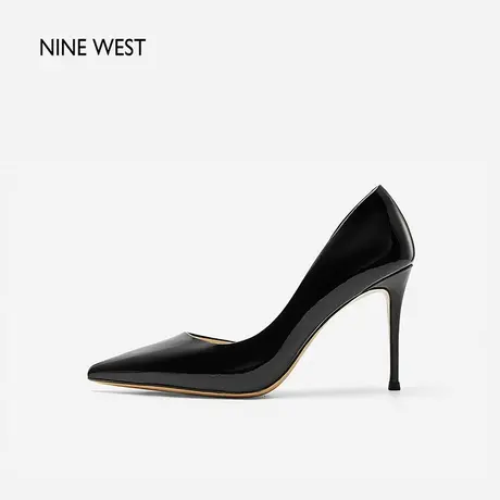 Nine West/玖熙绝对C位侧空漆皮高跟鞋2025夏新款尖头细跟单鞋女图片
