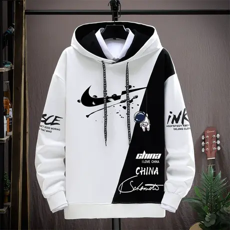 青少年卫衣男秋冬款连帽套头衫2024新款春秋衣服中学生潮牌上衣潮商品大图