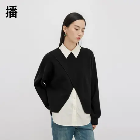 播羊毛针织衫女商场同款2023秋冬新款设计感别致毛衣BDQ4SD1254图片