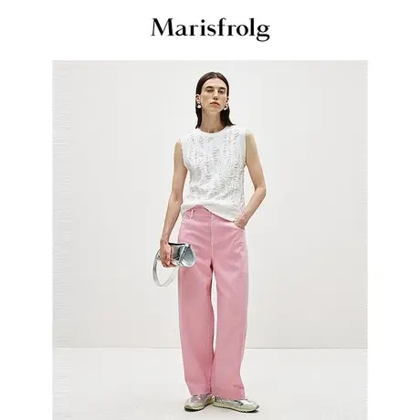 【新能量色彩】玛丝菲尔春季常玉粉通勤休闲宽松直筒裤女图片