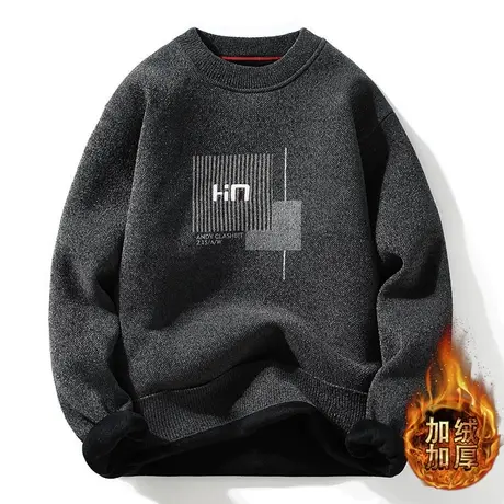 加厚保暖毛衣男士潮牌青少年学生秋冬打底衫圆领大童针织衫线衣服商品大图