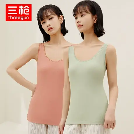 三枪背心女式春夏弹力透气浄呼吸修身背心圆领无袖上衣打底衫商品大图