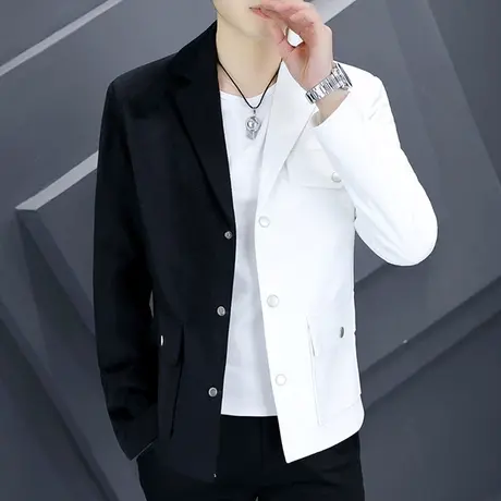 ins个性拼色工装机能夹克男士潮流精神帅气上衣春季韩版西装外套商品大图