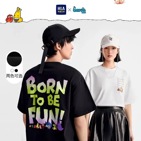 HLA/海澜之家爆笑虫子短袖T恤夏新款后背印花黑短t男女情侣潮流图片