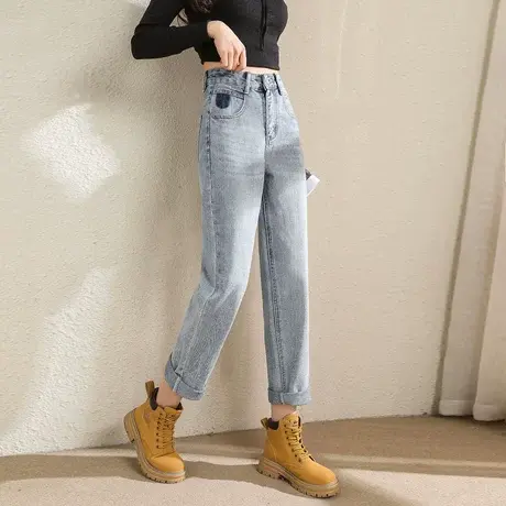 时尚气质直筒牛仔长裤2023年春季新款女士百搭高腰显瘦通勤阔腿裤商品大图