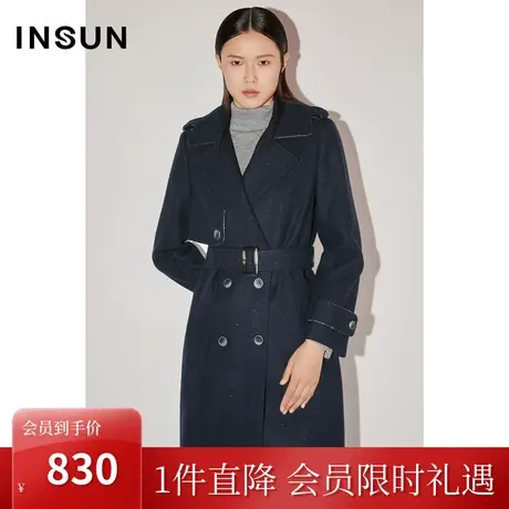 恩裳COVER冬季2022时尚珠片羊毛双面呢保暖通勤修身款风衣女图片