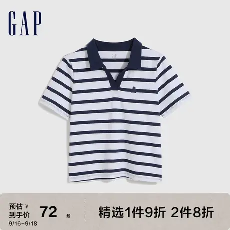 Gap女装夏季2023新款纯棉POLO开领水洗棉T恤714683短袖上衣图片