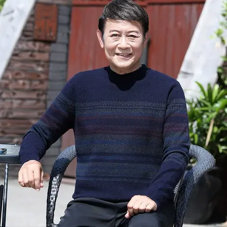 羊毛衫男士中年冬季老年人加厚保暖毛衣针织打底宽松爸爸装上衣服商品大图