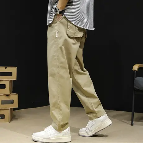 直筒休闲裤男士春秋款宽松阔腿潮牌大码卡其2023新款百搭裤子男裤商品大图