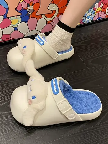 防水棉拖鞋女秋冬季两穿2023年新款家居家用室内厚底情侣外穿包跟图片