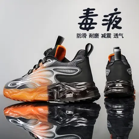 网红爆款男鞋春秋季2024新款青少年休闲运动跑步软底增高老爹潮鞋商品大图