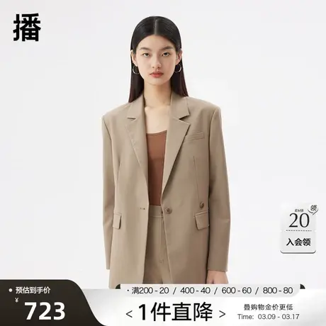 播春季新款气质翻领双侧口袋西装女DDQ2XD5164商品大图