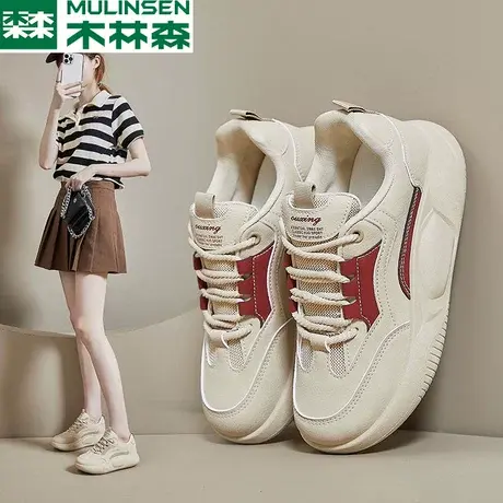 木林森百搭女鞋2023新款秋冬摇摇厚底爆款小白鞋时尚运动休闲板鞋图片