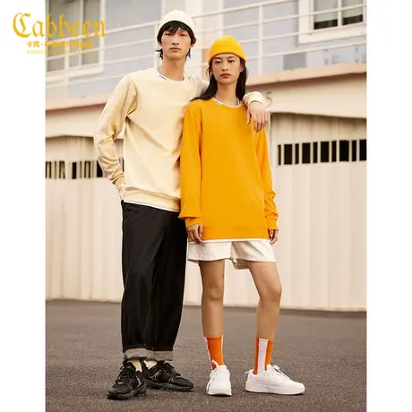【清仓2件159元】Cabbeen卡宾男装圆领长袖卫衣秋新款拼接假两件商品大图