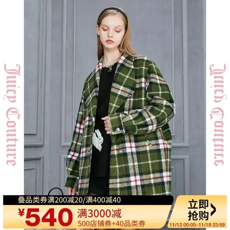 Juicy Couture橘滋2023新款法式浪漫经典格纹女式大衣商品大图