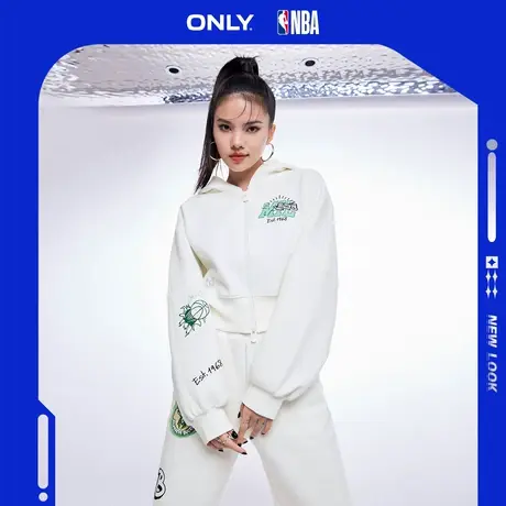 ONLY2023冬季新款NBA联名款休闲开衫短款连帽卫衣女|12319R002商品大图