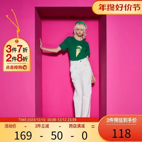 Juicy Couture橘滋2023新款烫钻抹茶冰淇淋百搭休闲女T恤商品大图